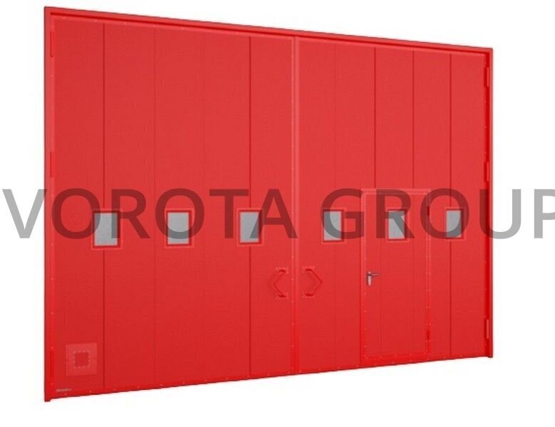 Красные распашные промышленные ворота Doorhan Красные распашные промышленные ворота Doorhan